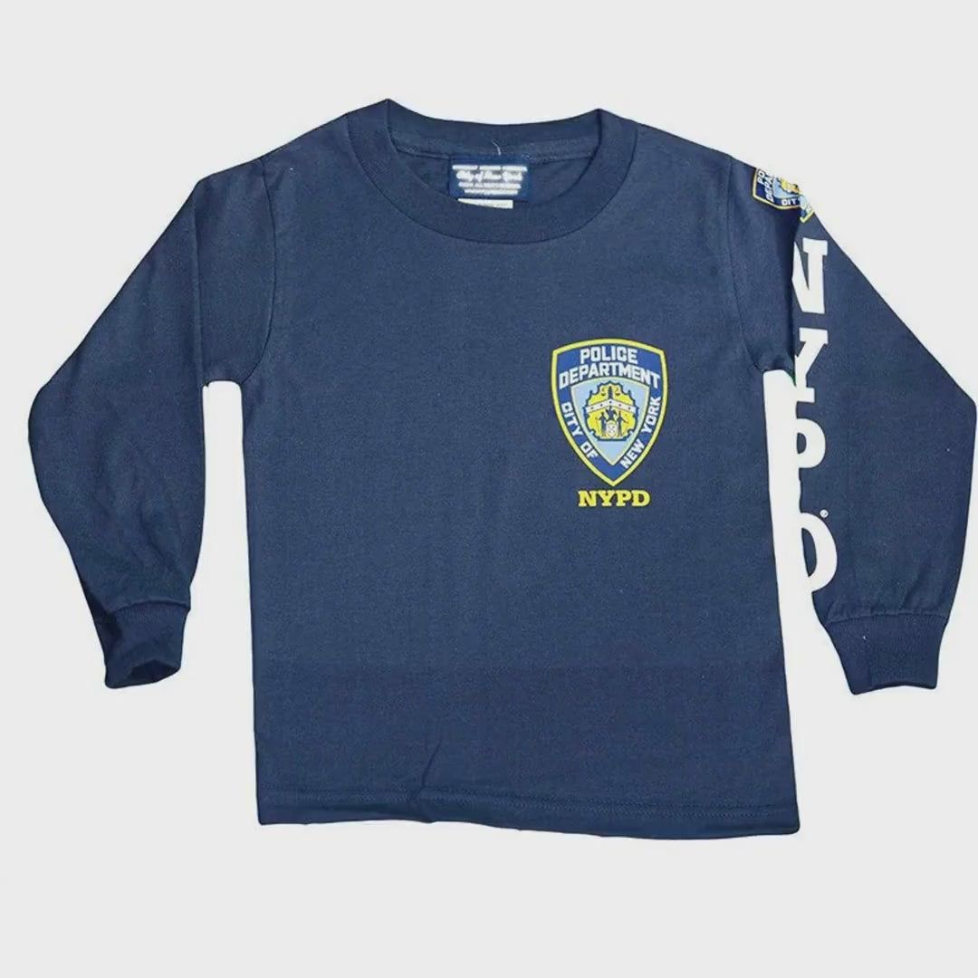 NYPD Boys' Officially Licensed Navy Long Sleeve Tee