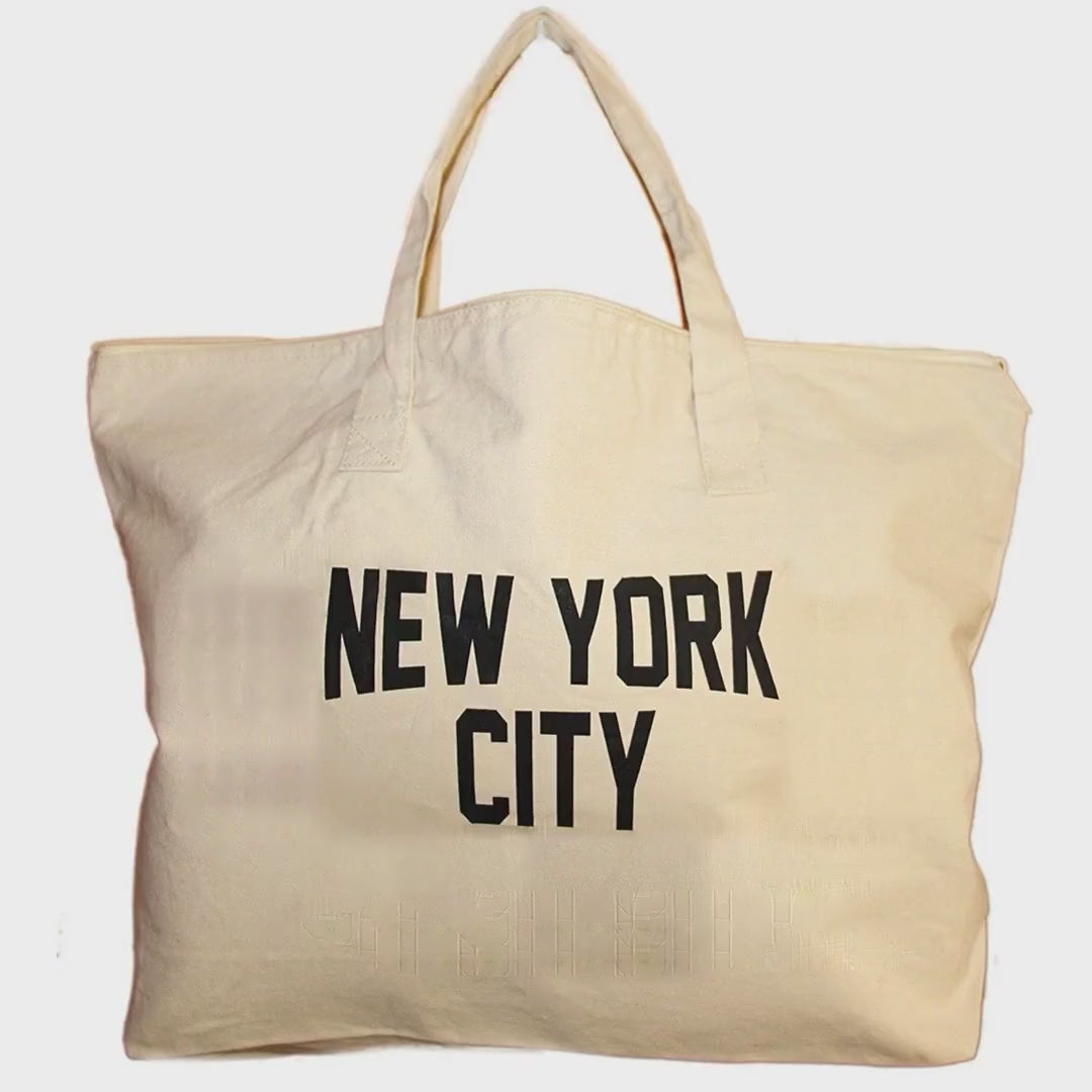 Sac fourre-tout zippé NYC 100 % toile de coton New York City Beach Shopping Gym by
