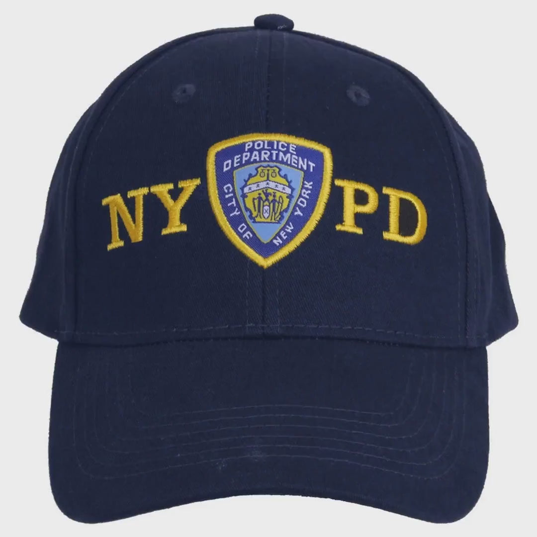 Load video: NYPD Men's Officially Licensed Navy Adjustable Cap