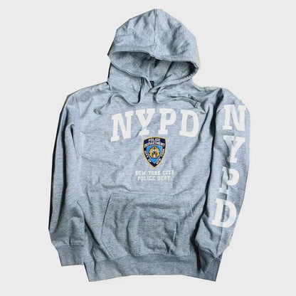 Sweat à capuche NYPD Sweat-shirt imprimé à manches blanches Gris