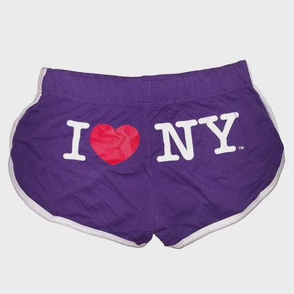 I Love NY Women's Purple Summer Shorts