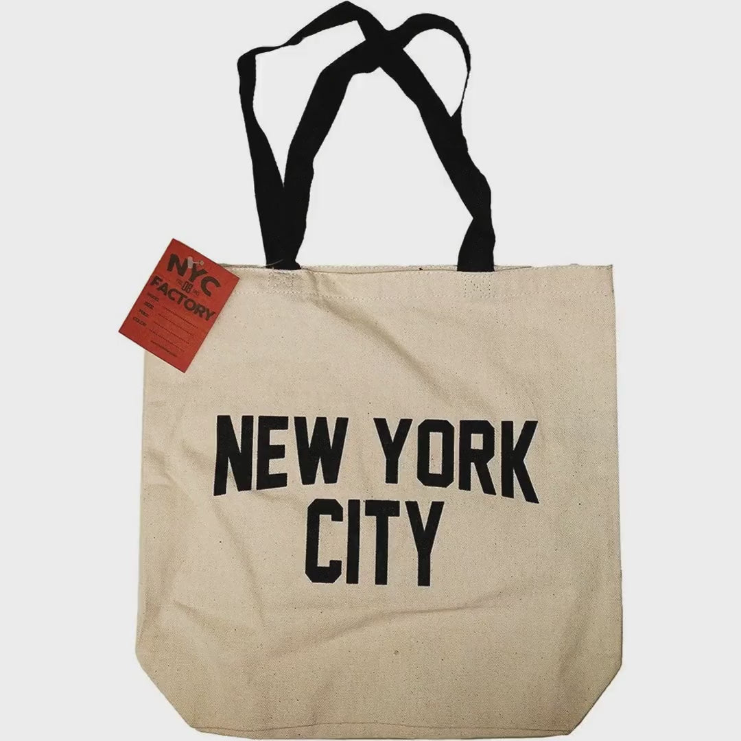 NYC Factory Unisex New York City Black Canvas Tote Bag