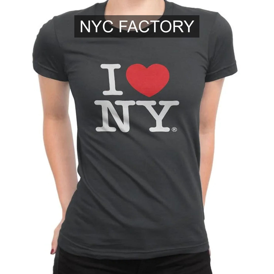 I Love NY Charcoal V-Ausschnitt T-Shirt Spandex Damen Herz New York Damen T-Shirt