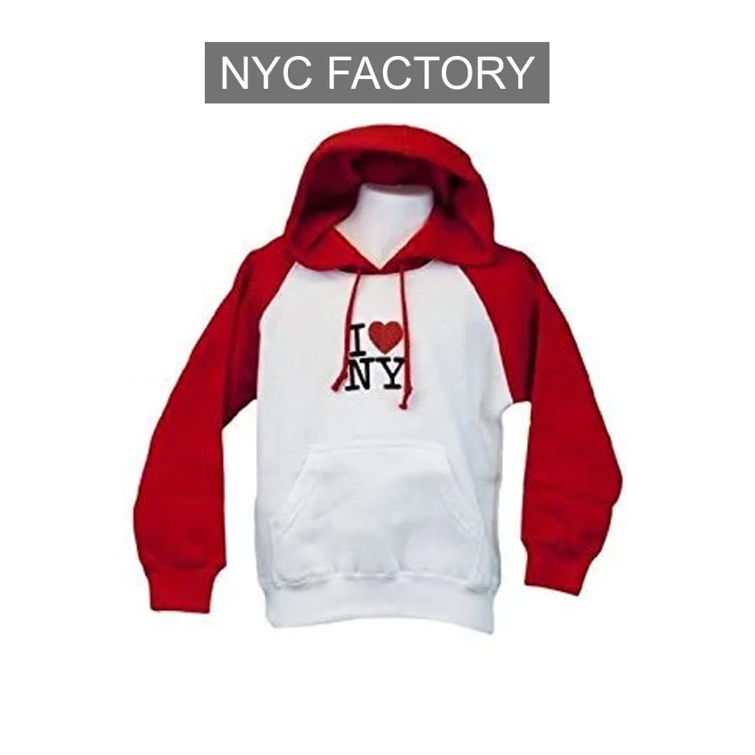 I Love NY Girls Sweat à capuche Glitter Sweat Pullover Heart New York Kids Blanc Rouge