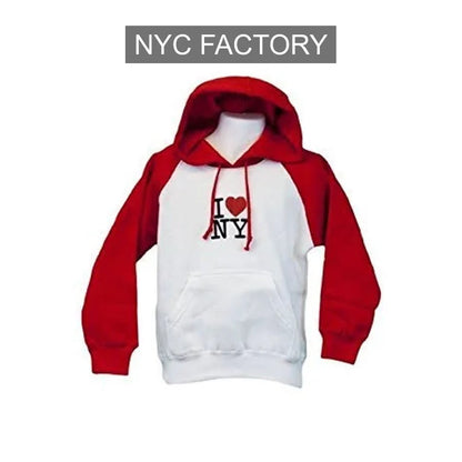I Love NY Girls Sweat à capuche Glitter Sweat Pullover Heart New York Kids Blanc Rouge