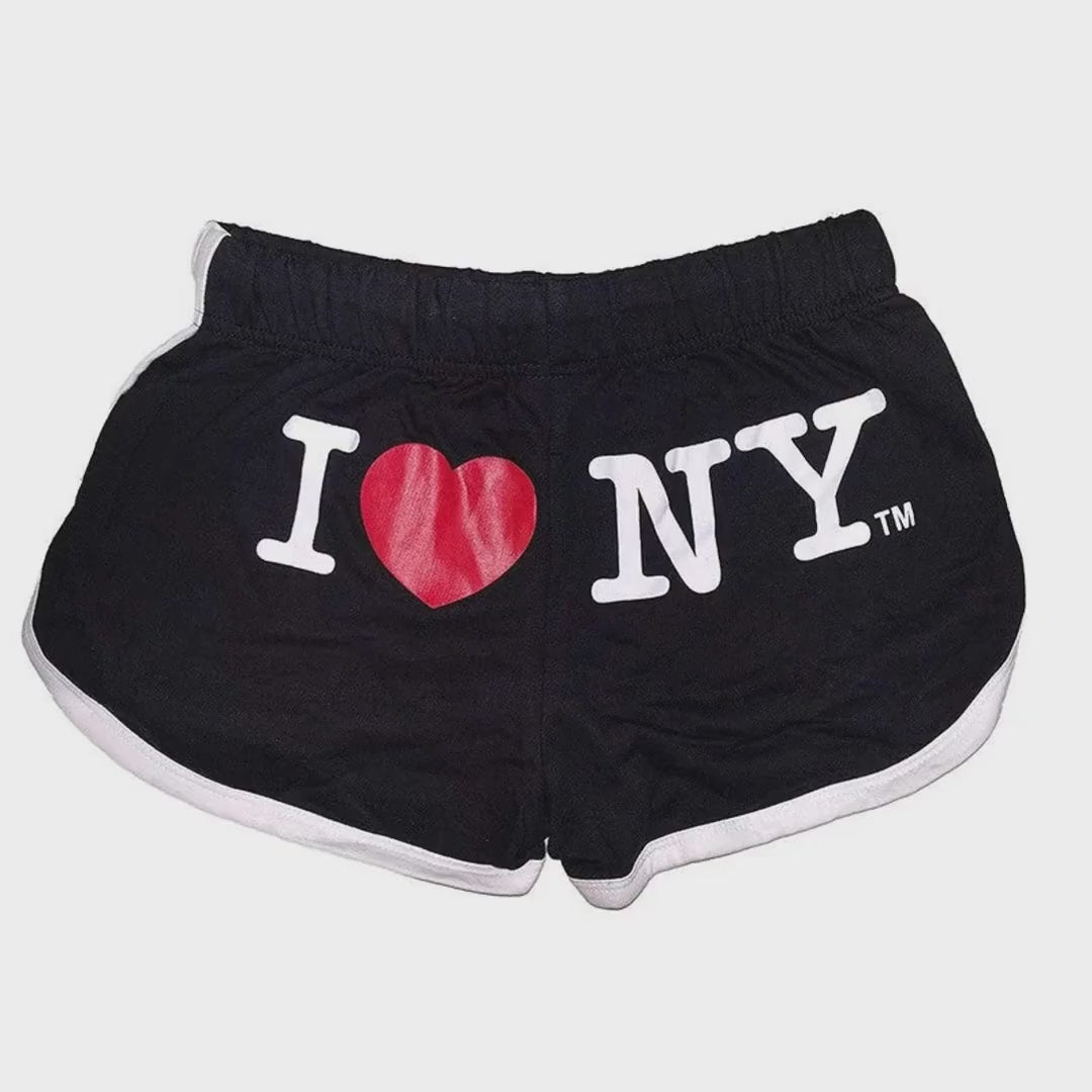Load video: I Love NY Women's Black Summer Shorts