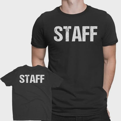 T-shirt pour homme avec motif sérigraphié à l'avant et à l'arrière (vieilli, noir et blanc)