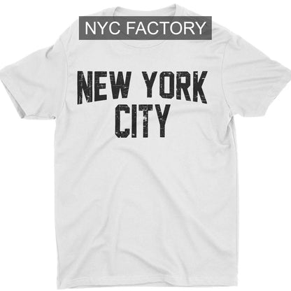 New York City T-Shirt Weißes Lennon-T-Shirt mit Siebdruck in Distressed-Optik
