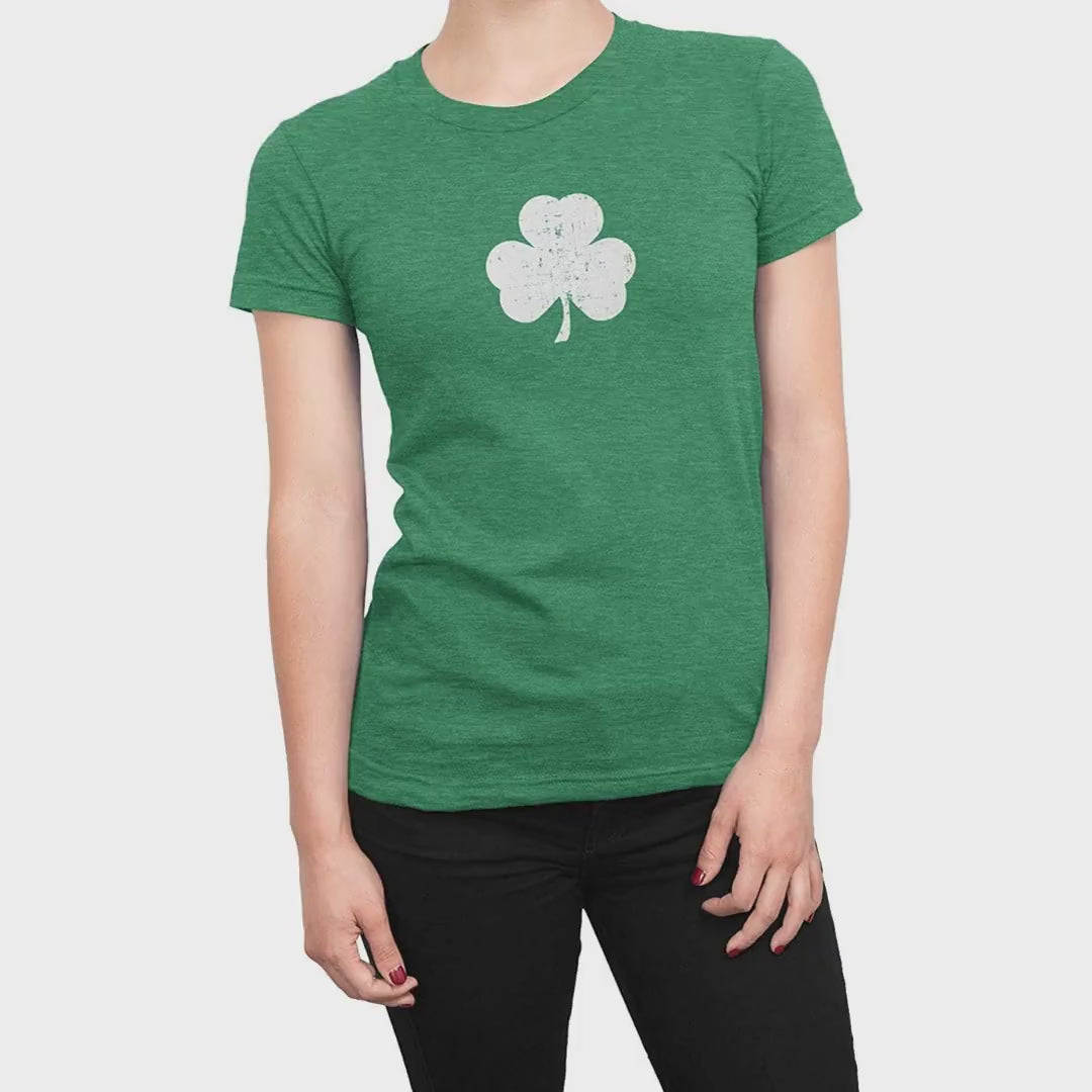 Load video: Shamrock Women's Heather Green Distressed T-Shirt