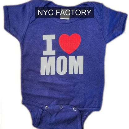 NYC Factory Girls' I Heart Mom Purple Baby Bodysuit