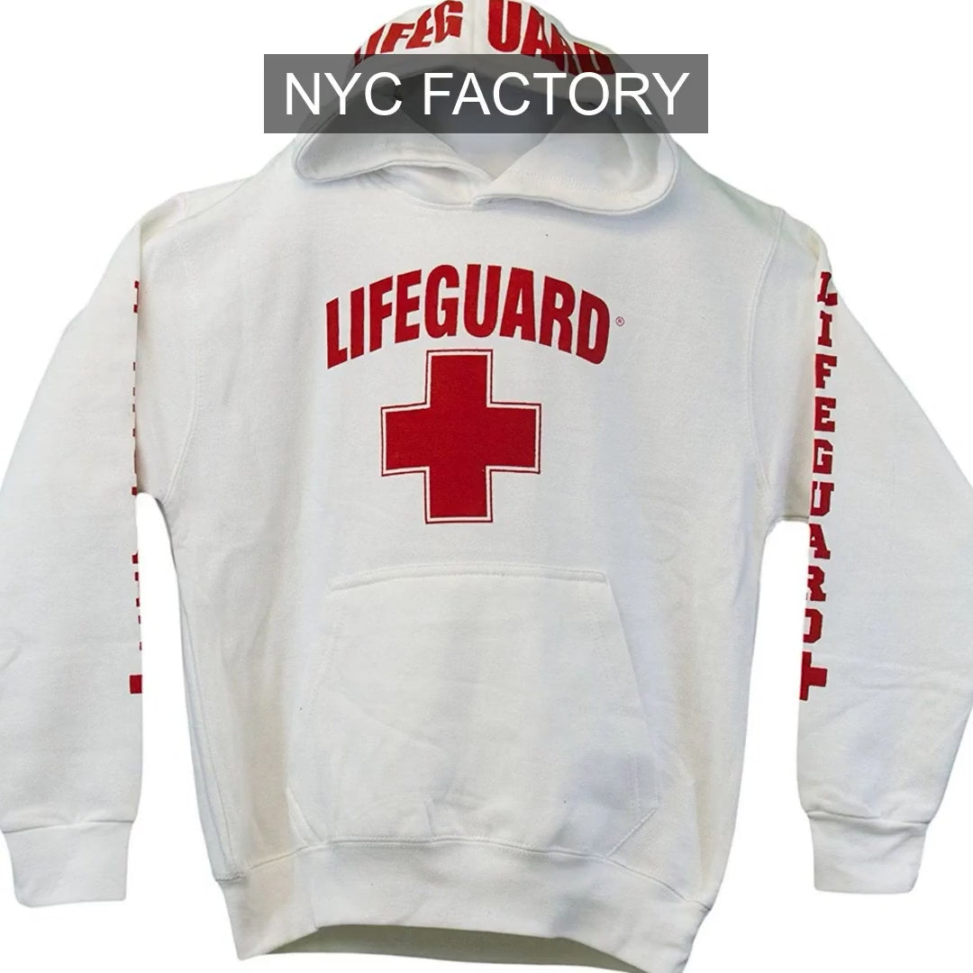 Load video: Lifeguard Boys' Officially Licensed White Hoodie