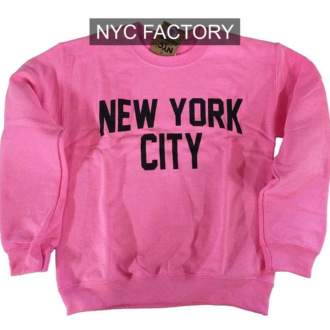 Load video: NYC Factory Unisex New York City Pink Sweatshirt