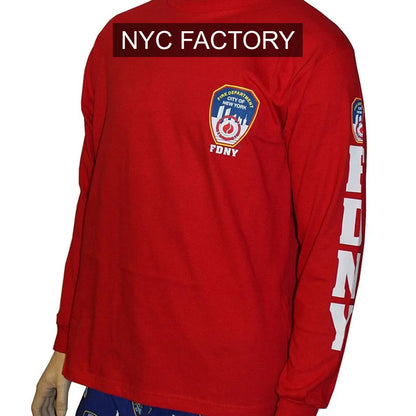 FDNY Men's Officially Licensed Long Sleeve Red T-Shirt