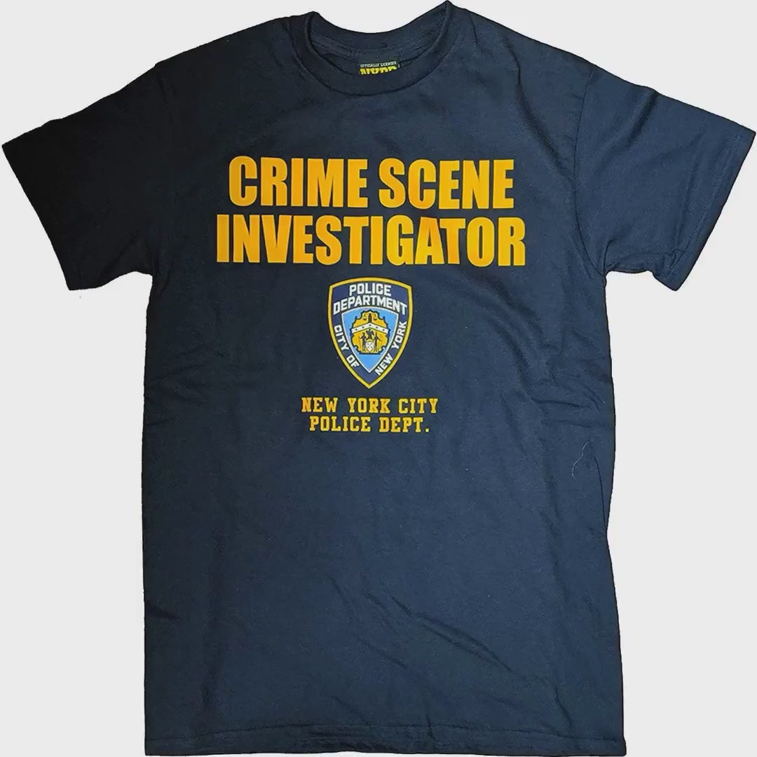 Load video: NYPD Men's Officially Licensed CSI Navy T-Shirt