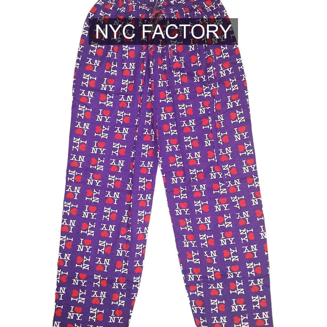 I Love NY Lounge Hose Lila Herz Pyjama Neuheit Unterteil