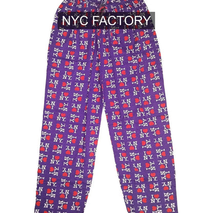 I Love NY Lounge Hose Lila Herz Pyjama Neuheit Unterteil