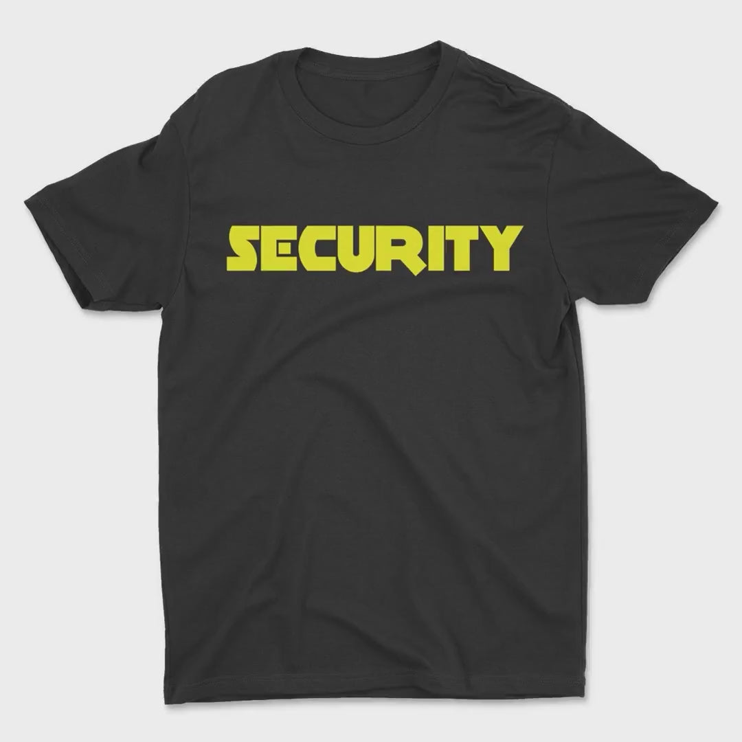 Security Men's Black & Neon Yellow Event Staff T-Shirt