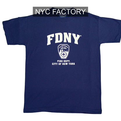 FDNY Kinder-T-Shirt, offiziell lizenziert (Jugend, Navy/Weiß)