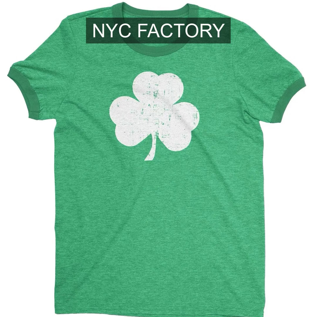 NYC Factory Men's Shamrock Distressed Heather Green T-Shirt