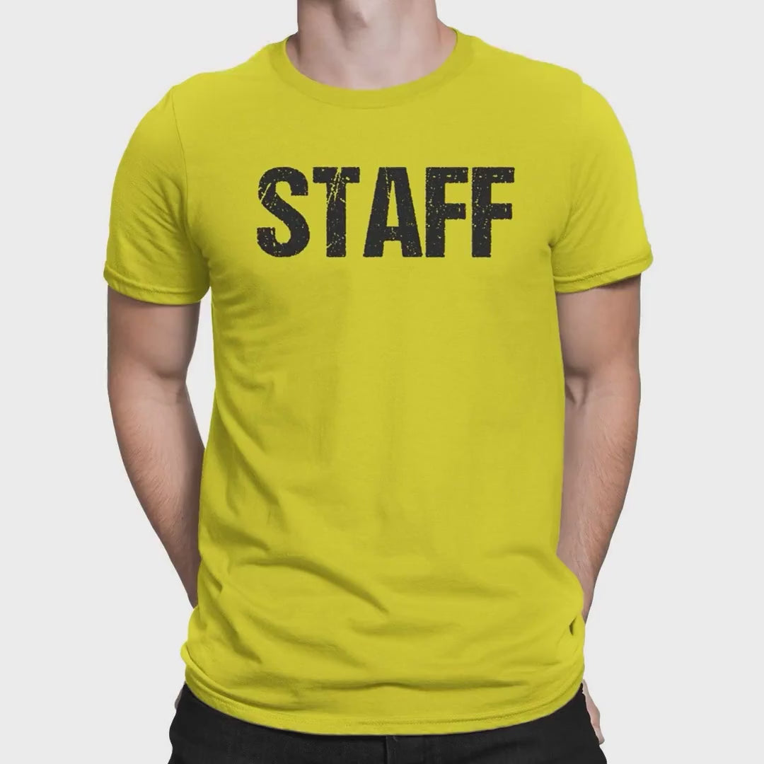 STAFF Men's Bright Yellow Distressed T-Shirt