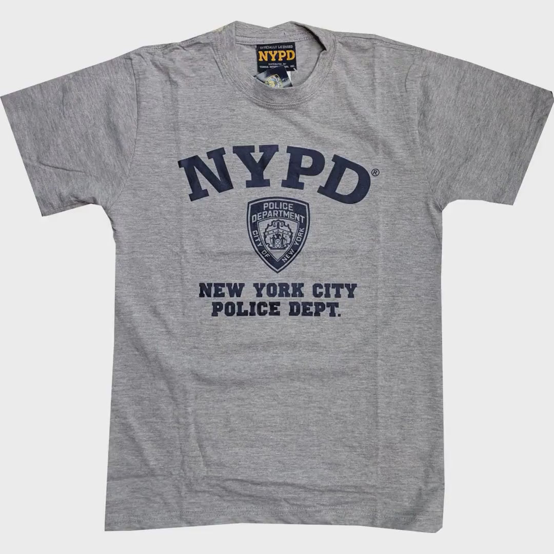 Load video: NYPD Men's Officially Licensed Gray T-Shirt