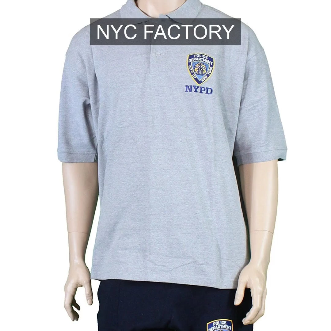 Charger la vidéo: Polo NYPD pour homme (motif brodé sur la poitrine, gris chiné)