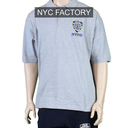 Polo NYPD pour homme (motif brodé sur la poitrine, gris chiné)