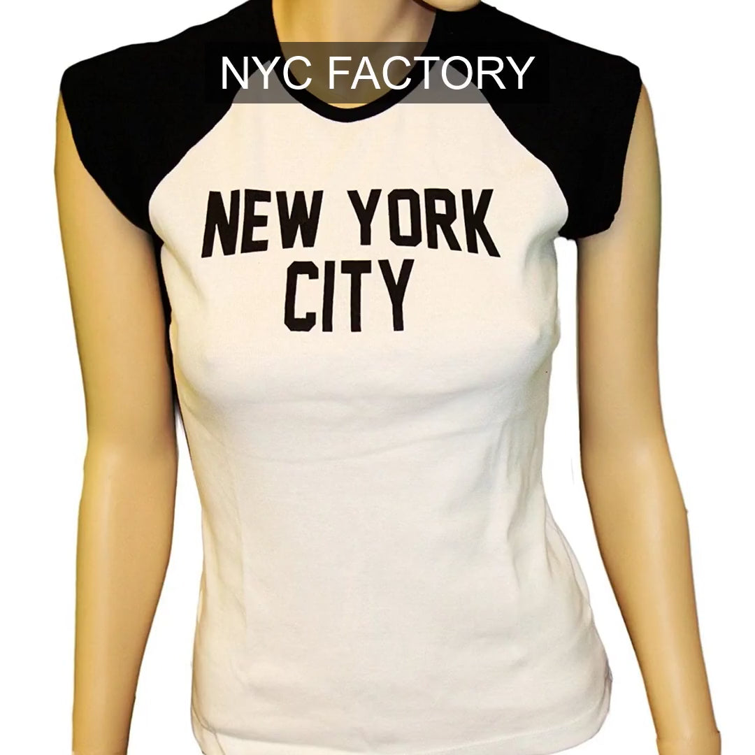 NYC Factory Women's New York City White Raglan T-Shirt