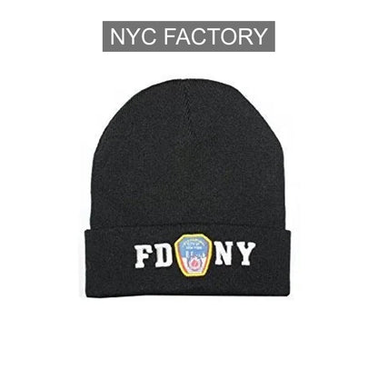 FDNY Winter Hat Police Badge Fire Department Of New York City Noir &amp; Blanc O...