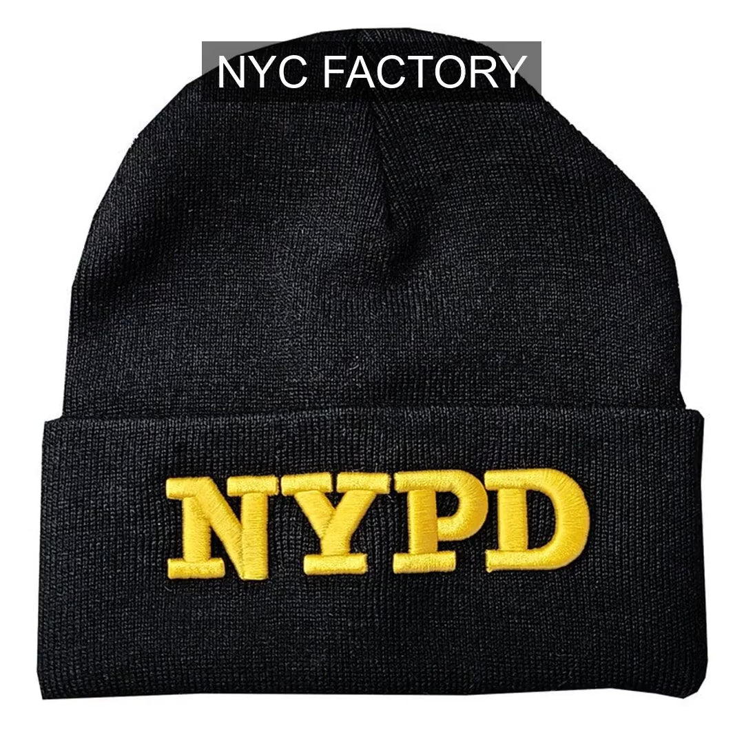 Chapeau d'hiver NYPD Insigne de police New York Police Department Noir et or Taille unique