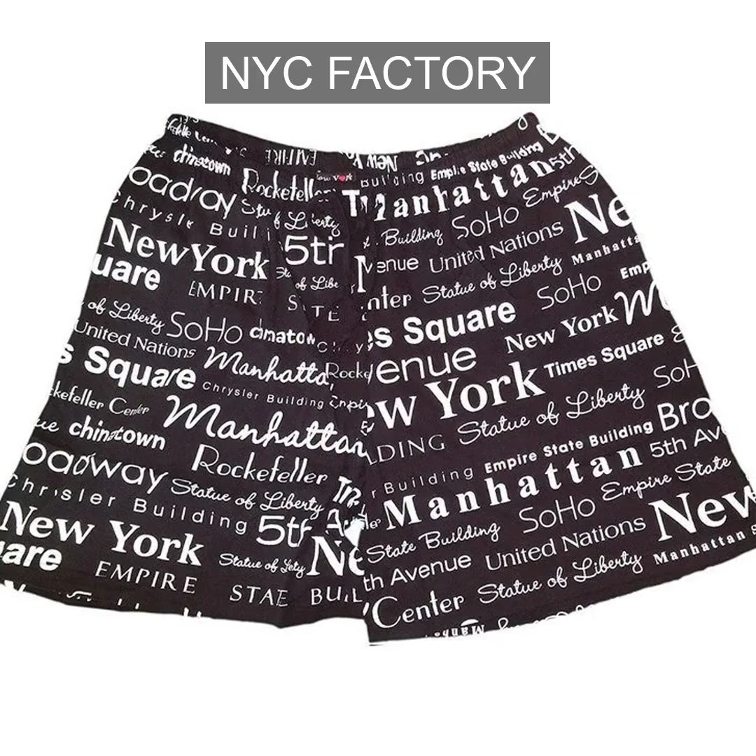 Noir New York Boxer Shorts NYC Pyjama Souvenir Cadeau Adulte Unisexe