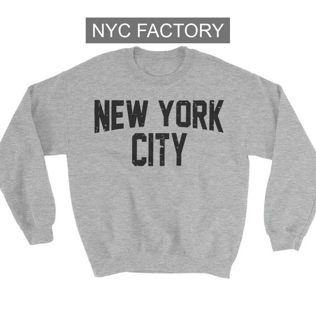 NYC Factory Men's New York City Distressed Gray Sweatshirt