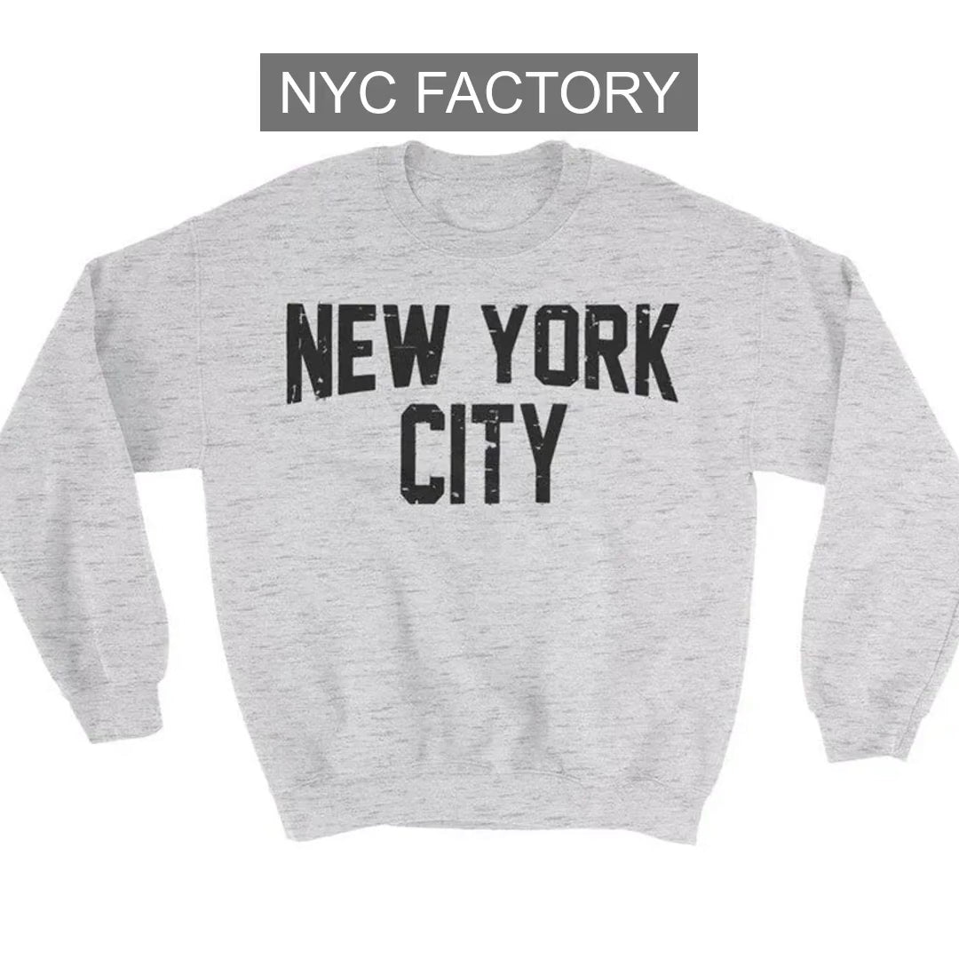 NYC Factory Men's New York City Distressed Gray Sweatshirt