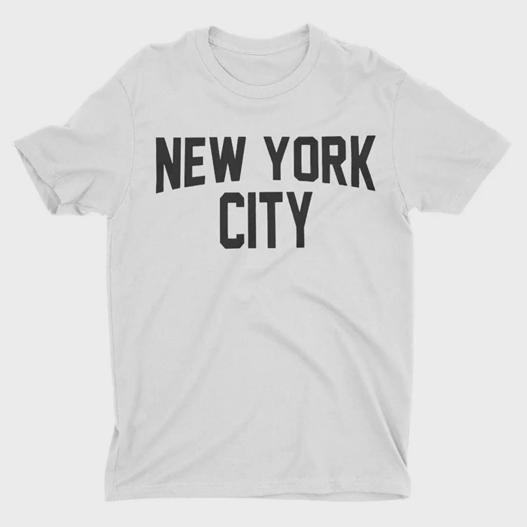 Video laden: New York City Jugend-T-Shirt Weißes Lennon-T-Shirt mit Siebdruck