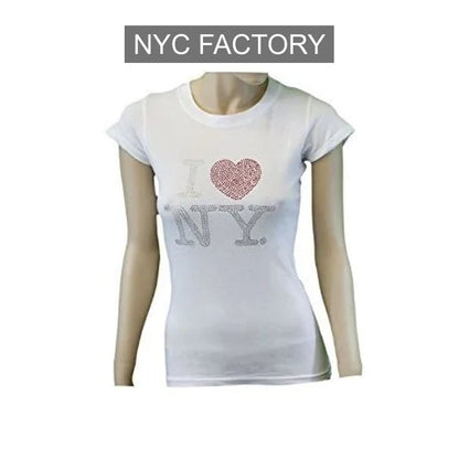I Love NY Women's Rhinestone White T-Shirt