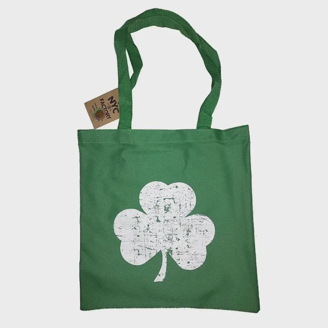 Sac fourre-tout Shamrock en matériau recyclé (design vieilli, vert Kelly)