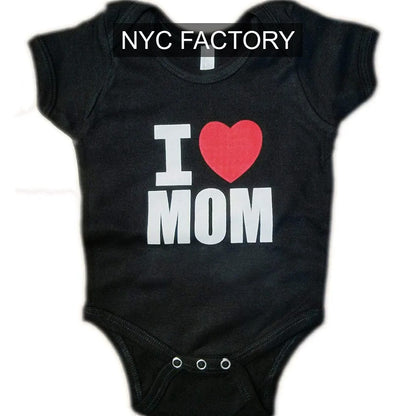 I Heart Mom Baby Body Black Mothers Day Gift Girls Love Mommy Shirt