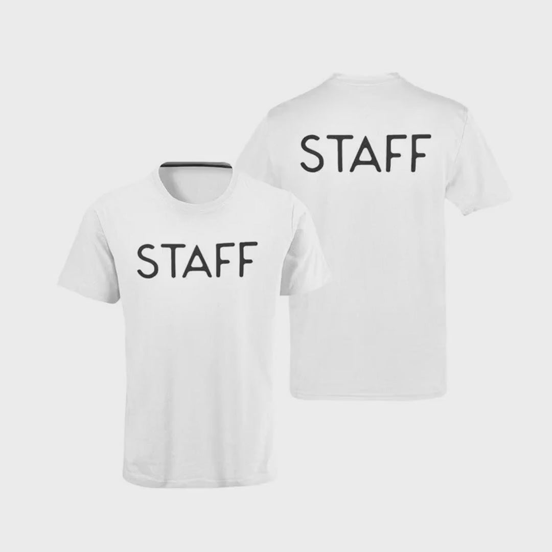Staff T-Shirt Screen Printed Tee Printed Front & Back Staff Event Shirt