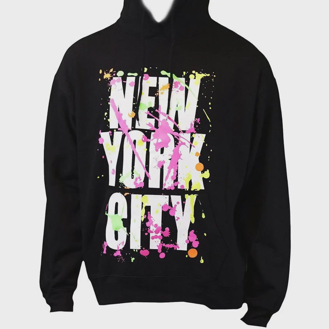 New York Paint Splash Sweat à Capuche Enfant Sweat Jeune, Noir