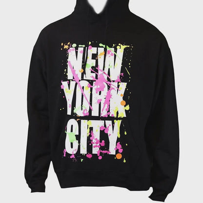 New York Paint Splash Sweat à Capuche Enfant Sweat Jeune, Noir