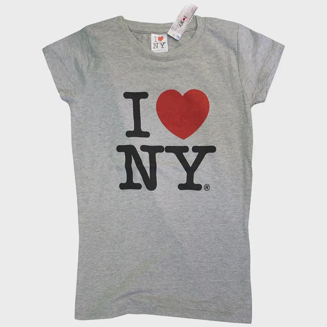 I Love NY New York T-Shirt Femme Spandex Tee Coeur Gris