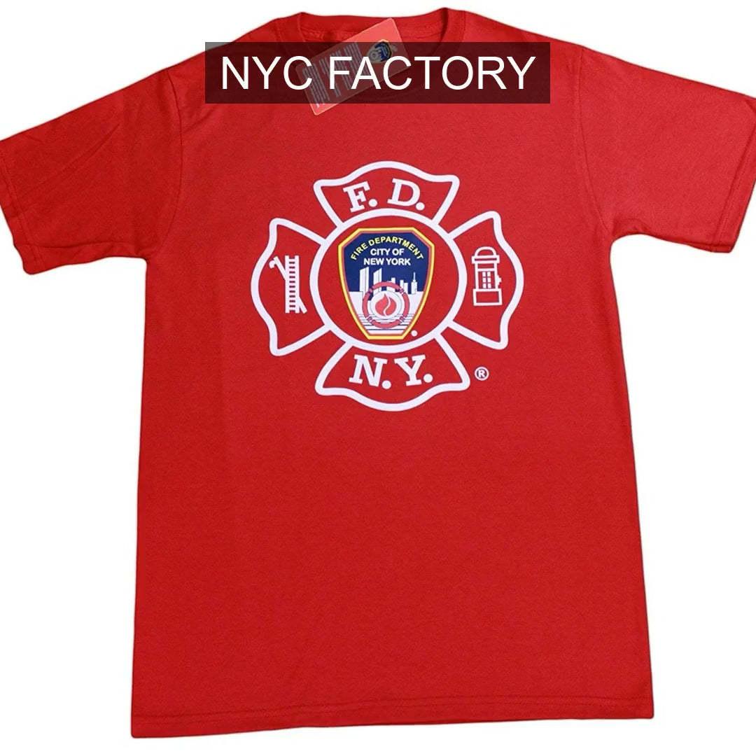 Charger la vidéo: FDNY T-shirt sérigraphié à manches courtes pour homme Rouge