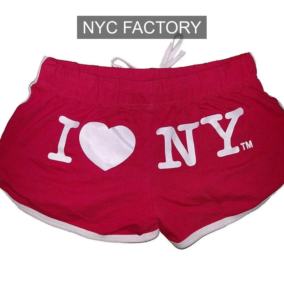 I Love NY Short d'été pour femme rose vif