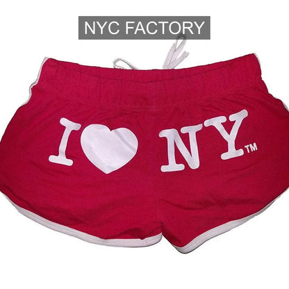 I Love NY Short d'été pour femme rose vif