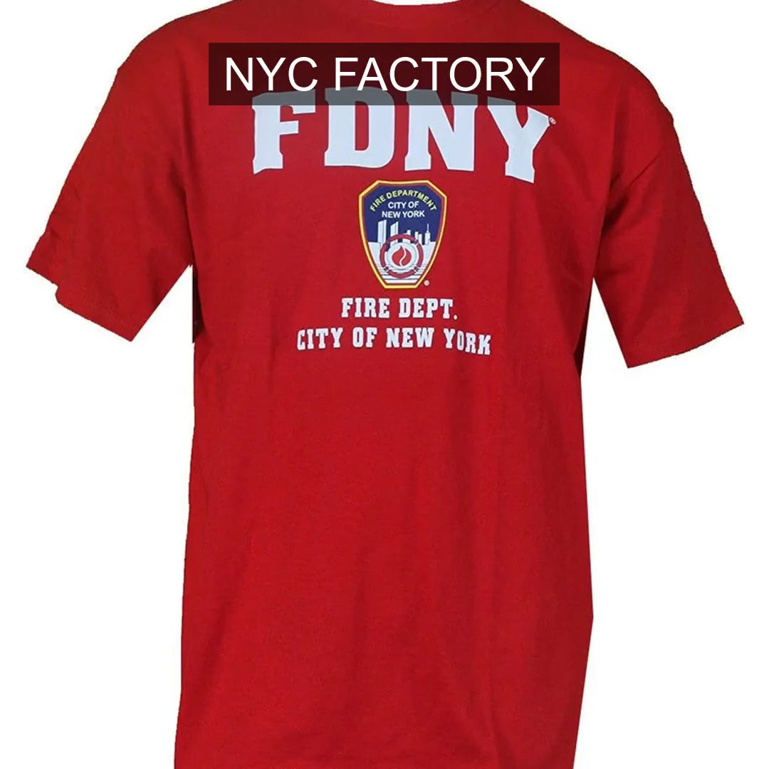 Video laden: Herren FDNY T-Shirt New York Fire Dept Logo und Schild T-Shirt Rot