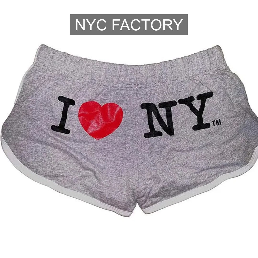 I Love NY Summer Shorts Damen Grau