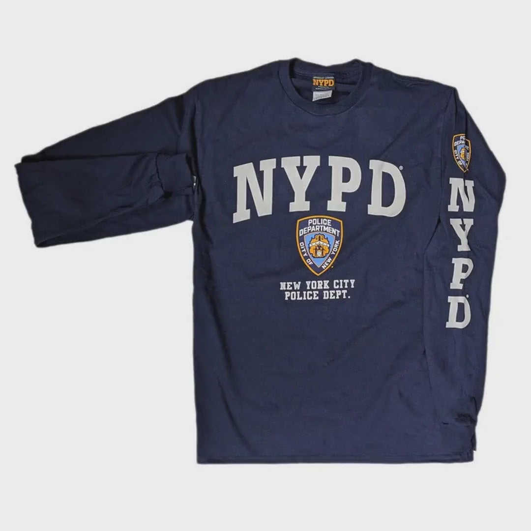 NYPD Langarm-T-Shirt mit Siebdruck für Kinder, Marineblau