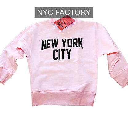 NYC Factory Girls' New York City Pink Crewneck Sweatshirt