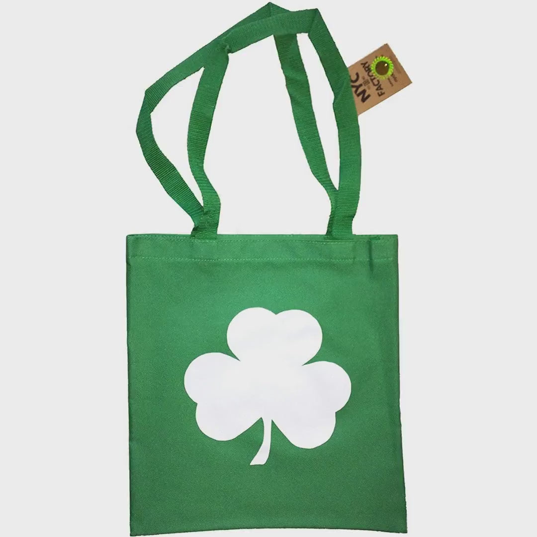Load video: Shamrock Unisex Kelly Green Recycled Tote Bag