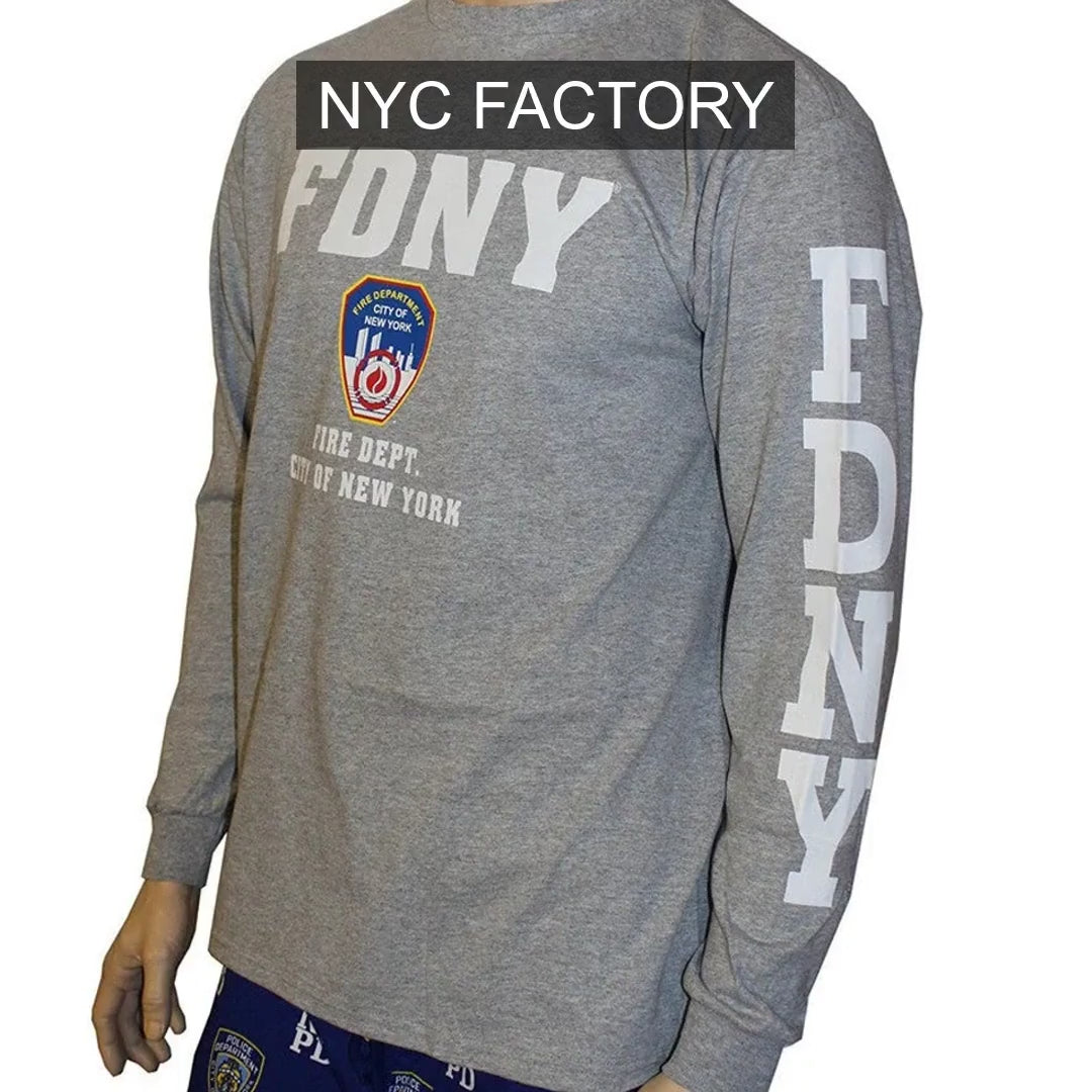 FDNY Men's Officially Licensed Long Sleeve Gray T-Shirt